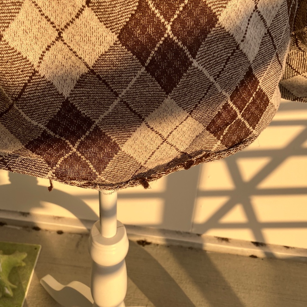 Vintage 60s 70s Preppy Brown Argyle Dagger Collar Button Down Long Sleeve Shirt - Picture 7 of 10